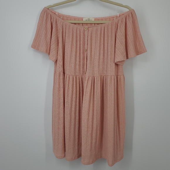 Hopely Tops - Hopely Off The Shoulder Blush Pink Tunic Shirt